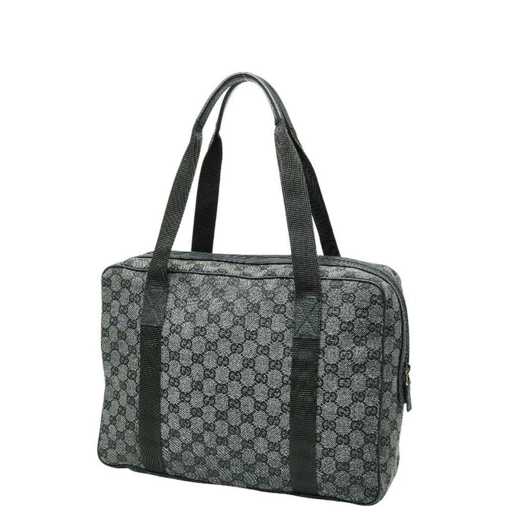 Gucci Bag Leather Handbag GG Black Gray Business Canvas Black Gray